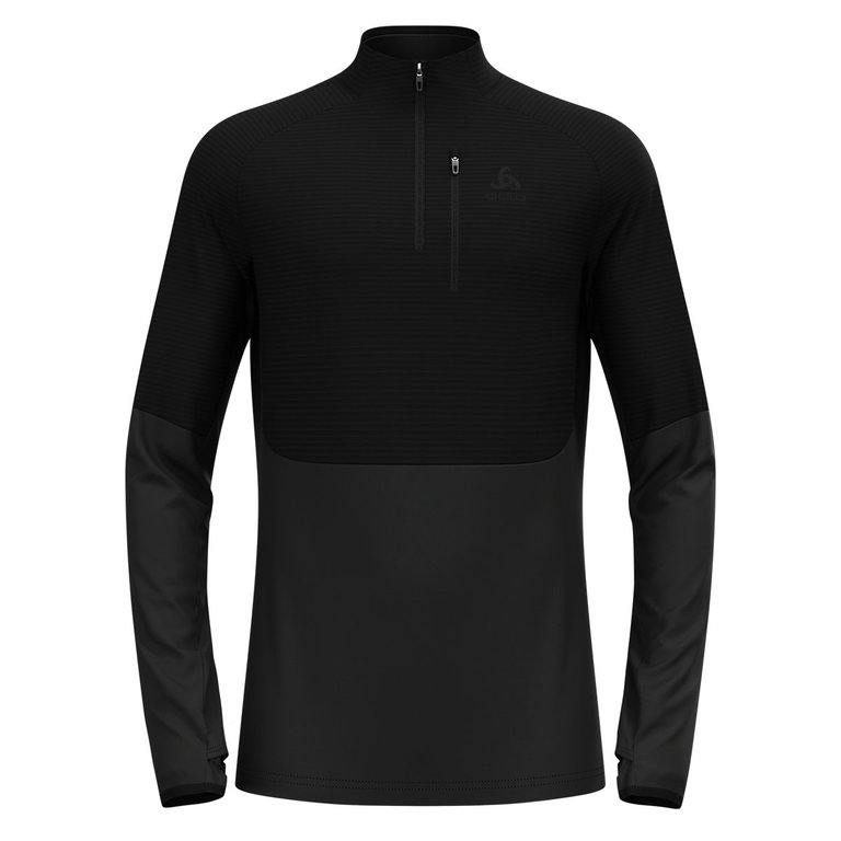 Odlo Koszulka z długim rękawem Descent Ceramiwarm Mid Layer z półzamkiem bielizna czarna męska
